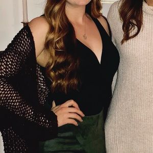 Express twist front black bodysuit